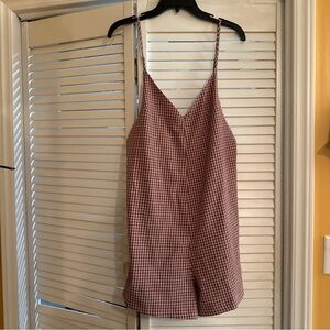 Topshop Pink and Brown Gingham Romper